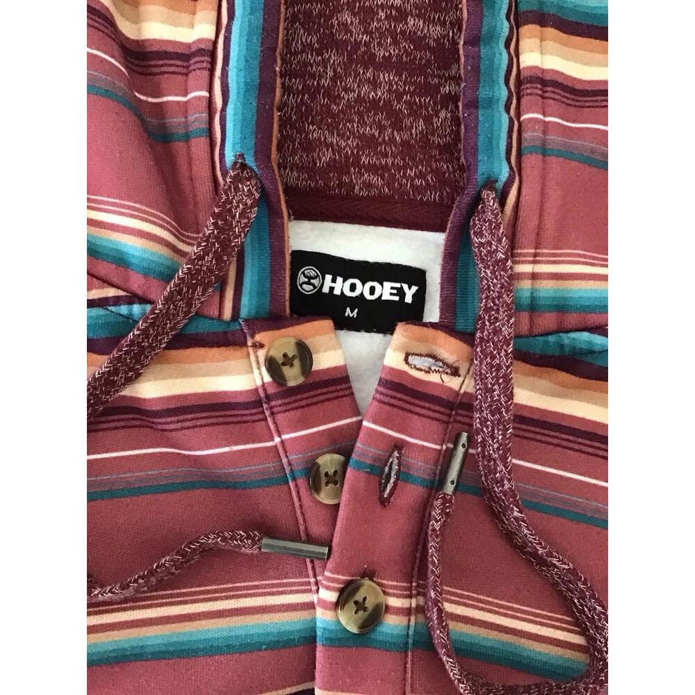 HOOEY Maroon Hoody with Multi Color Serape Pattern Ladies Size M - Picture 3 of 5